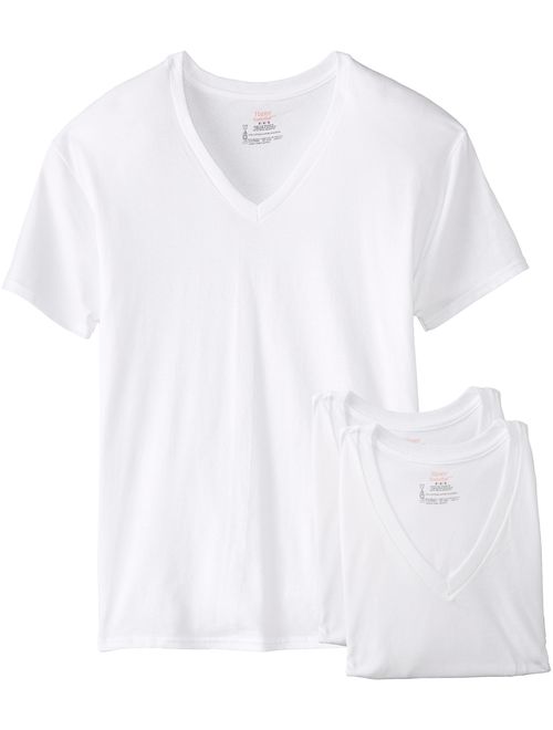 Hanes Men's 3-Pack Solid Regular Fit V-Neck Short Sleeve T-Shirt