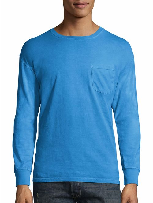 Hanes Men's comfortwash garment dyed long sleeve pocket tee