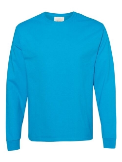 Mens Tagless Cotton Crew Neck Long-Sleeve Tshirt