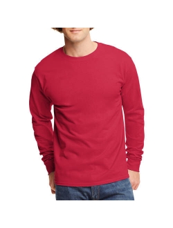 Mens Tagless Cotton Crew Neck Long-Sleeve Tshirt