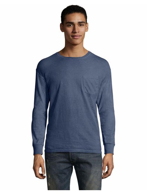 Hanes Mens ComfortWash Garment Dyed Long Sleeve Pocket Tee (GDH250 GRTDYE)