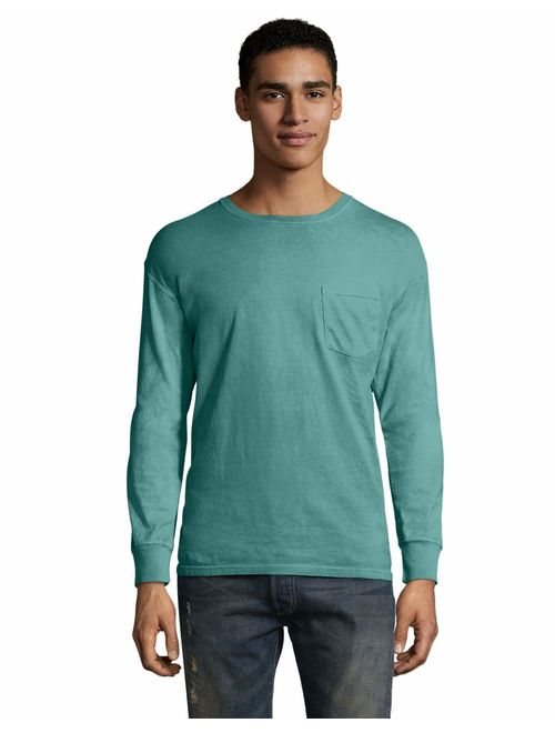 Hanes Mens ComfortWash Garment Dyed Long Sleeve Pocket Tee (GDH250 GRTDYE)