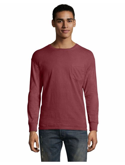 Hanes Mens ComfortWash Garment Dyed Long Sleeve Pocket Tee (GDH250 GRTDYE)