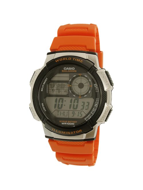 Casio Men's World Time Watch, Orange, AE1000W-4BVCF