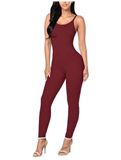 Amilia Womens Spaghetti Strap Bodycon Tank One Piece Jumpsuits Rompers Playsuit