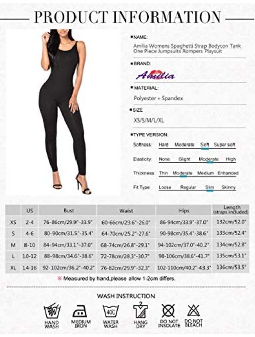 Amilia Womens Spaghetti Strap Bodycon Tank One Piece Jumpsuits Rompers Playsuit