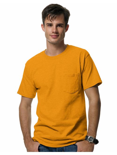 Hanes Men's Crew Neck Short-Sleeve Beefy with Pocket T-Shirt 