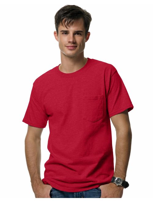 Hanes Men's Crew Neck Short-Sleeve Beefy with Pocket T-Shirt 