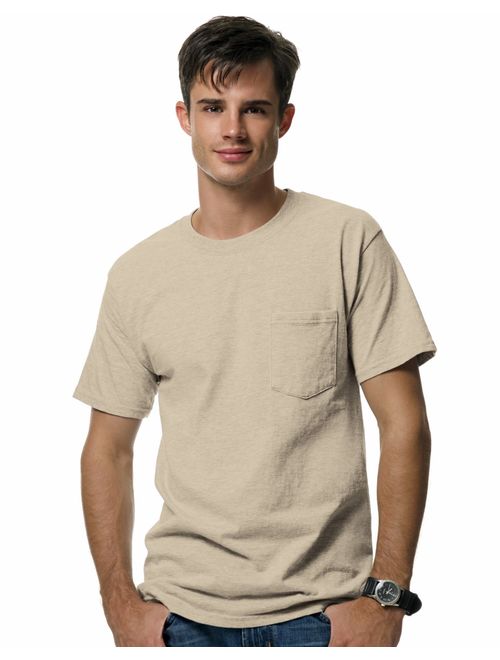 Hanes Men's Crew Neck Short-Sleeve Beefy with Pocket T-Shirt 