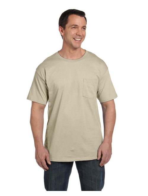 Hanes Tagless Cotton Short Sleeve Crew Neck Pocket. 5590