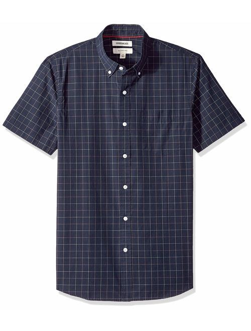 Amazon Brand - Goodthreads Men's Slim-Fit Short-Sleeve Large-Scale Plaid Shirt