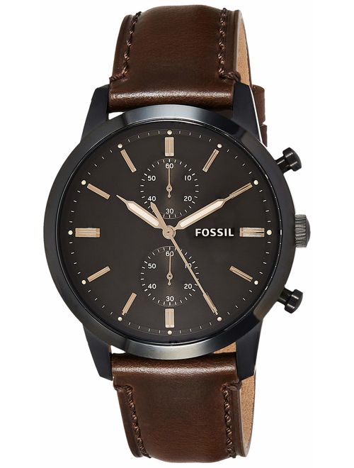 Fossil Men Townsman Stainless Steel and Leather Casual Quartz Watch