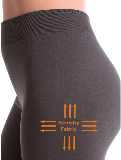 2 Pack Winter Warm Fleece Lined Thick Brushed Full Length Leggings Thights Thermal Pants