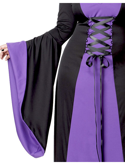 Womens Black Purple Hooded Robe Wicked Witch Halloween Plus Size Costume 2XL-3XL