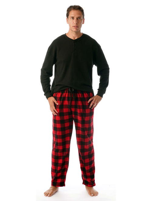 #followme Mens PJ Set - Fleece Pajama Bottom w/ Thermal Top