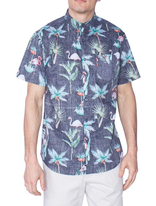 Mens Avocado Hawaiian Shirt Short Sleeve Button Down Up Casual Printed Shirts White L