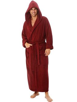 Heavy Mens 3.5lb Burgundy Hooded Terry Cloth Bathrobe. XXL Full Length 100% Turkish Cotton