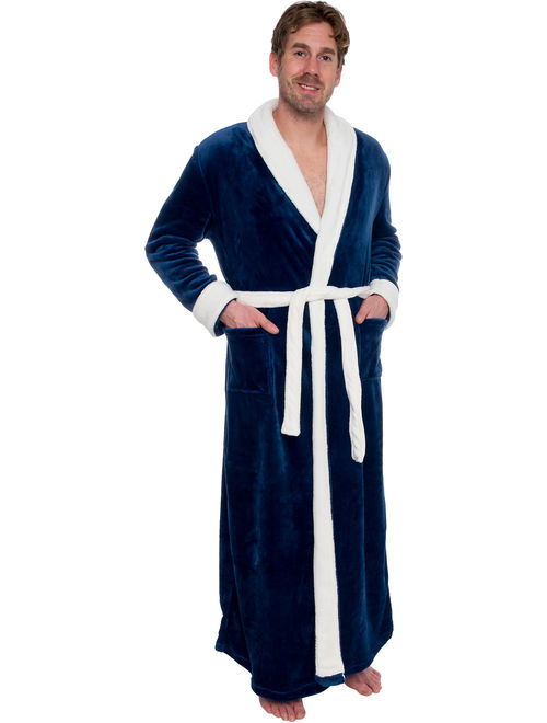 Ross Michaels Mens Full Floor Length Big and Tall Long Plush Bath Robe