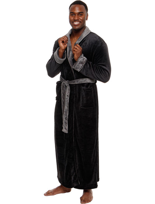 Ross Michaels Mens Full Floor Length Big and Tall Long Plush Bath Robe