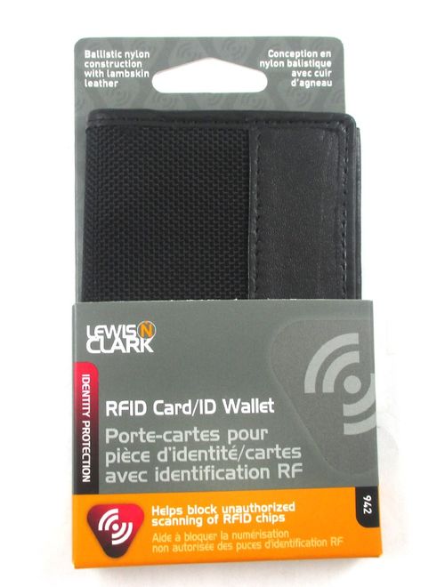 RFID Wallet Mens ID Card Holder Compact Leather Slim Security Lewis N Clark !