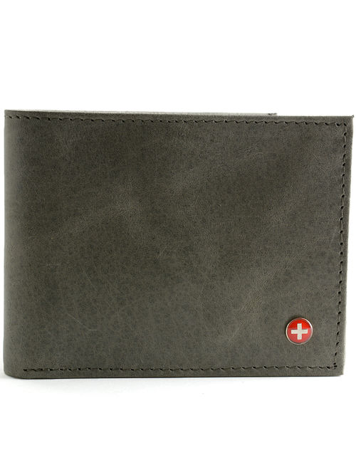 Alpine Swiss Mens Wallet Real Leather Bifold Trifold Hybrid Foldout ID Card Case