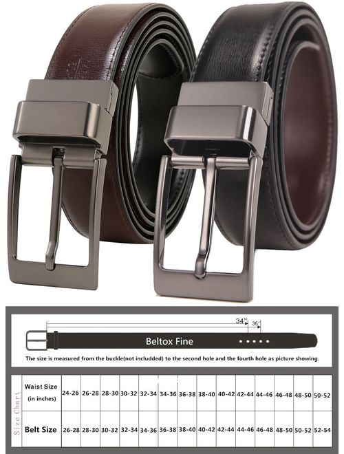 Beltox Fine Men's Dress Belt Leather Adjustable Reversible 1.25