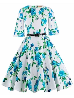 Girls Sleeveless Vintage Print Swing Party Dresses 6-15 Years