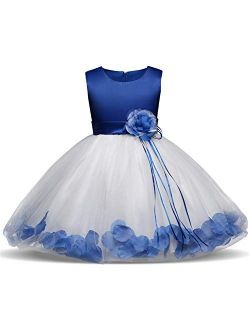 Girl Tutu Flower Petals Bow Bridal Dress for Toddler Girl