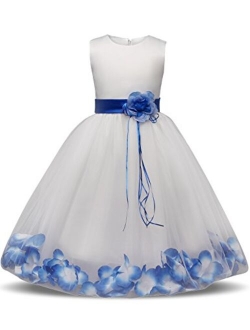 Girl Tutu Flower Petals Bow Bridal Dress for Toddler Girl