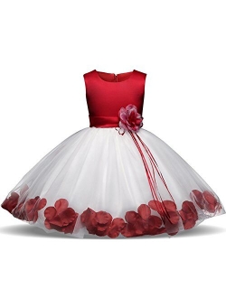 Girl Tutu Flower Petals Bow Bridal Dress for Toddler Girl