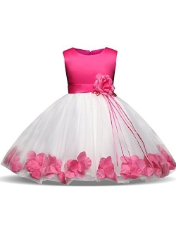 Girl Tutu Flower Petals Bow Bridal Dress for Toddler Girl