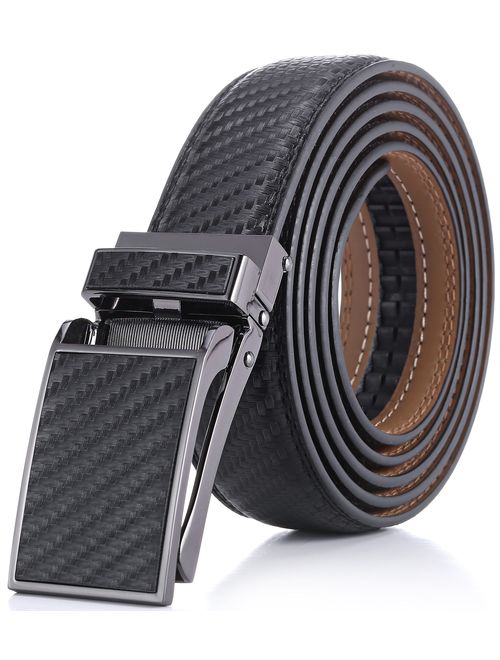 Marino Avenue Men's Genuine Leather Ratchet Dress Belt with Linxx Buckle - Gift Box