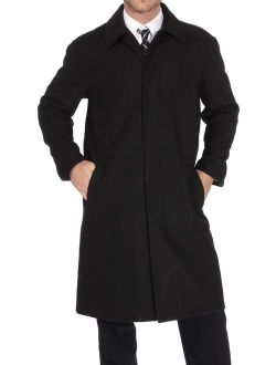 Men's Zach Knee Length Jacket Top Coat Trench Wool Blend Overcoat