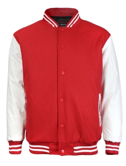 Men's Premium Classic Snap Button Vintage Baseball Letterman Varsity Jacket