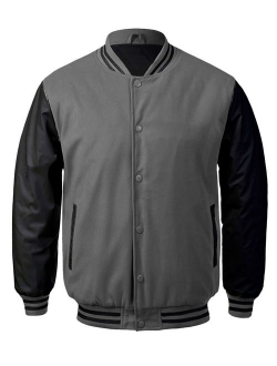 Men's Premium Classic Snap Button Vintage Baseball Letterman Varsity Jacket