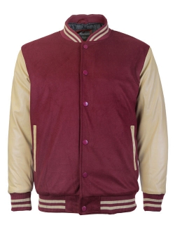 Men's Premium Classic Snap Button Vintage Baseball Letterman Varsity Jacket