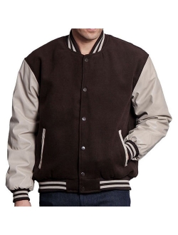 Men's Premium Classic Snap Button Vintage Baseball Letterman Varsity Jacket