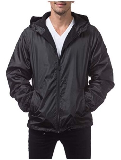 Men's Fleece Lined Windbreaker Jacket, Small, Black