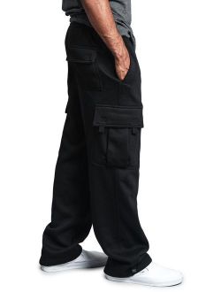 G-Style USA Men's Solid Fleece Heavyweight Cargo Pants FL77 - BLACK - 3X-Large