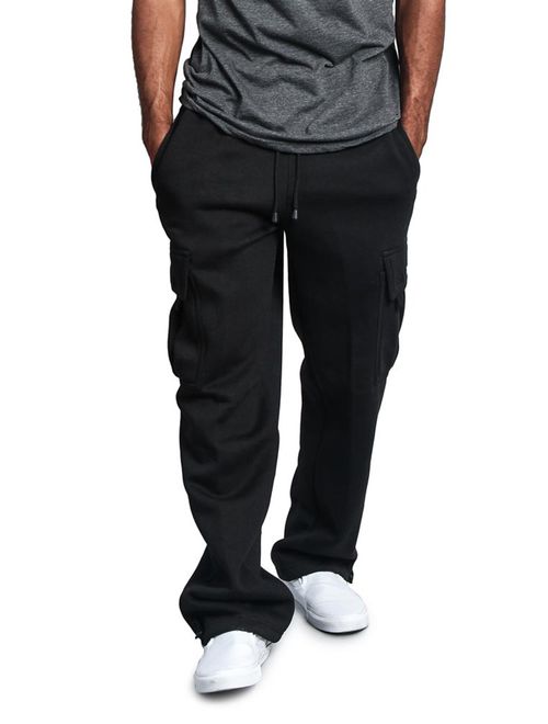 G-Style USA Men's Solid Fleece Heavyweight Cargo Pants FL77 - BLACK - 3X-Large