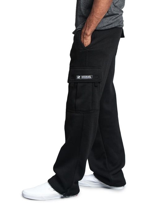 G-Style USA Men's Solid Fleece Heavyweight Cargo Pants FL77 - BLACK - 3X-Large