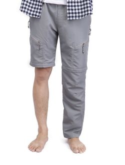 Men's Outdoor Anytime Quick Dry Convertible Pants Lightweight Work Pant Zip Off Cargo Short Trousers with Drawstring Grey Black