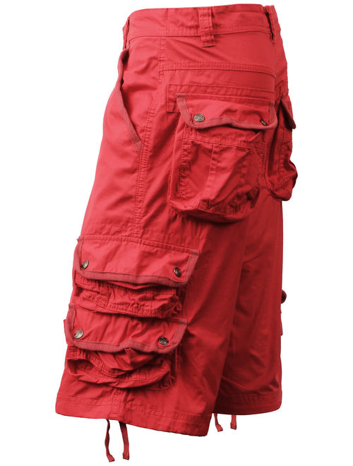 Ma Croix Mens Premium Utility Loose Fit Twill Cotton Multi Pocket Cargo Shorts Outdoor Wear