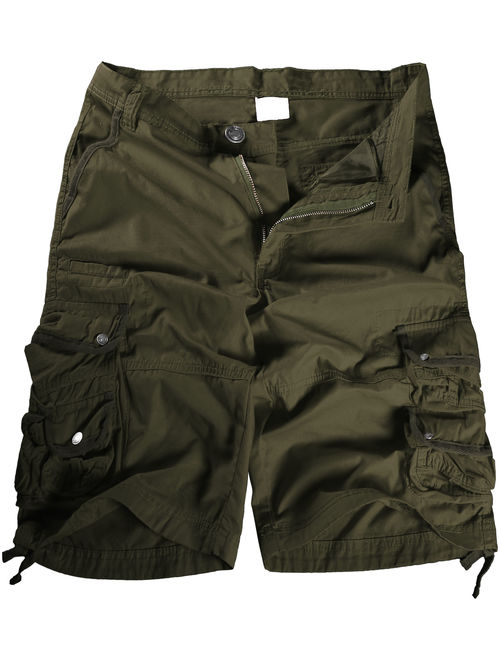 Ma Croix Mens Premium Utility Loose Fit Twill Cotton Multi Pocket Cargo Shorts Outdoor Wear