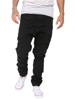 Mens Athletic Slim Jogger Trousers Harem Cargo Twill Pants