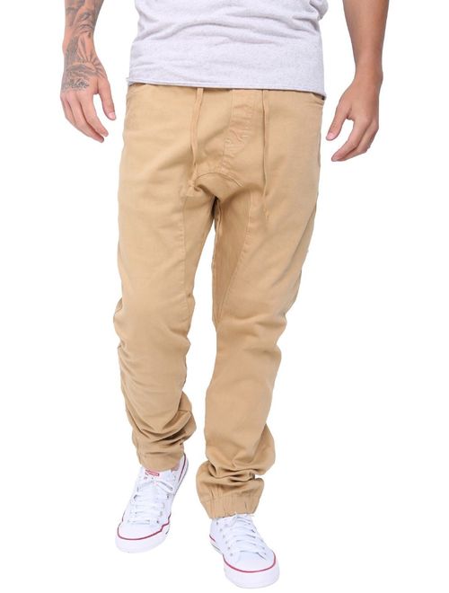 Mens Athletic Slim Jogger Trousers Harem Cargo Twill Pants