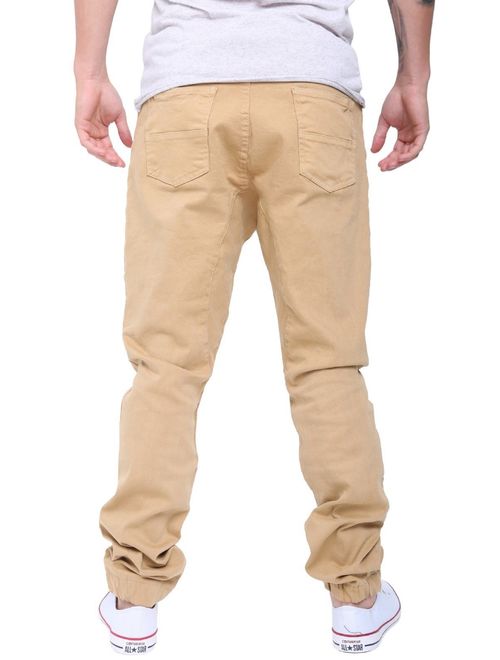 Mens Athletic Slim Jogger Trousers Harem Cargo Twill Pants