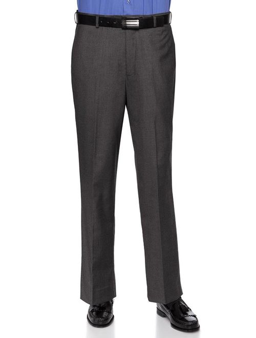 rgm mens slim fit dress pants flat-front - modern formal business wrinkle free no iron charcoal 38w x 32l-slim