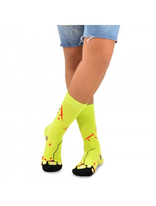 TeeHee Novelty Cotton Fun Crew Socks 6-Pack for Men (Bone and Monster foot)