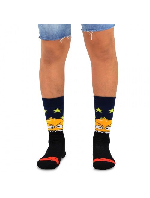 TeeHee Novelty Cotton Fun Crew Socks 6-Pack for Men (Bone and Monster foot)